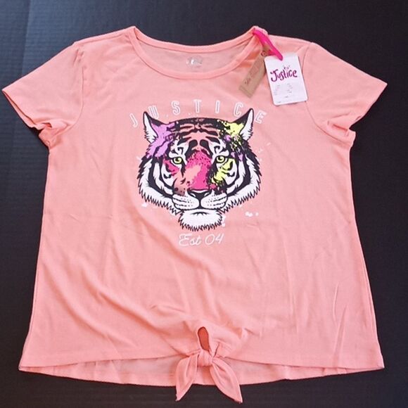 Justice Girls Tie Front T Shirt Size L - Picture 1 of 4